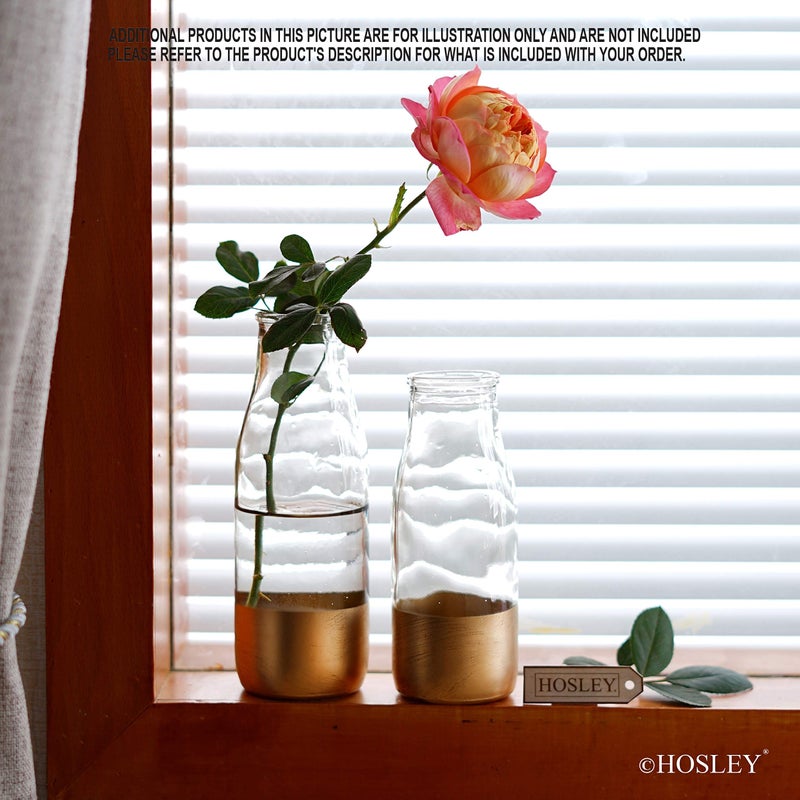 Hosley Set of 6, Glass Gold Dip Glass Bottle, 5.5" High. Ideal Gift for Floral Arrangements Wedding, Floral/Floor Vase, Party, Home Decor, Office, Spa O5 - Image 2